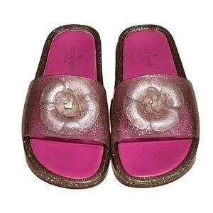 Kate Spade Pink Glitter PVC Pool Slides Size 9